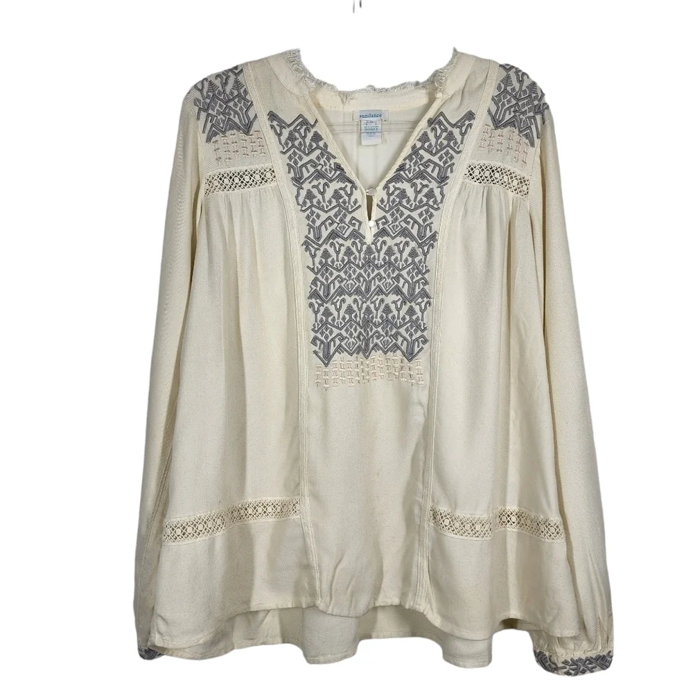 SUNDANCE EMBROIDERED V-NECK TOP - Picture 3 of 10
